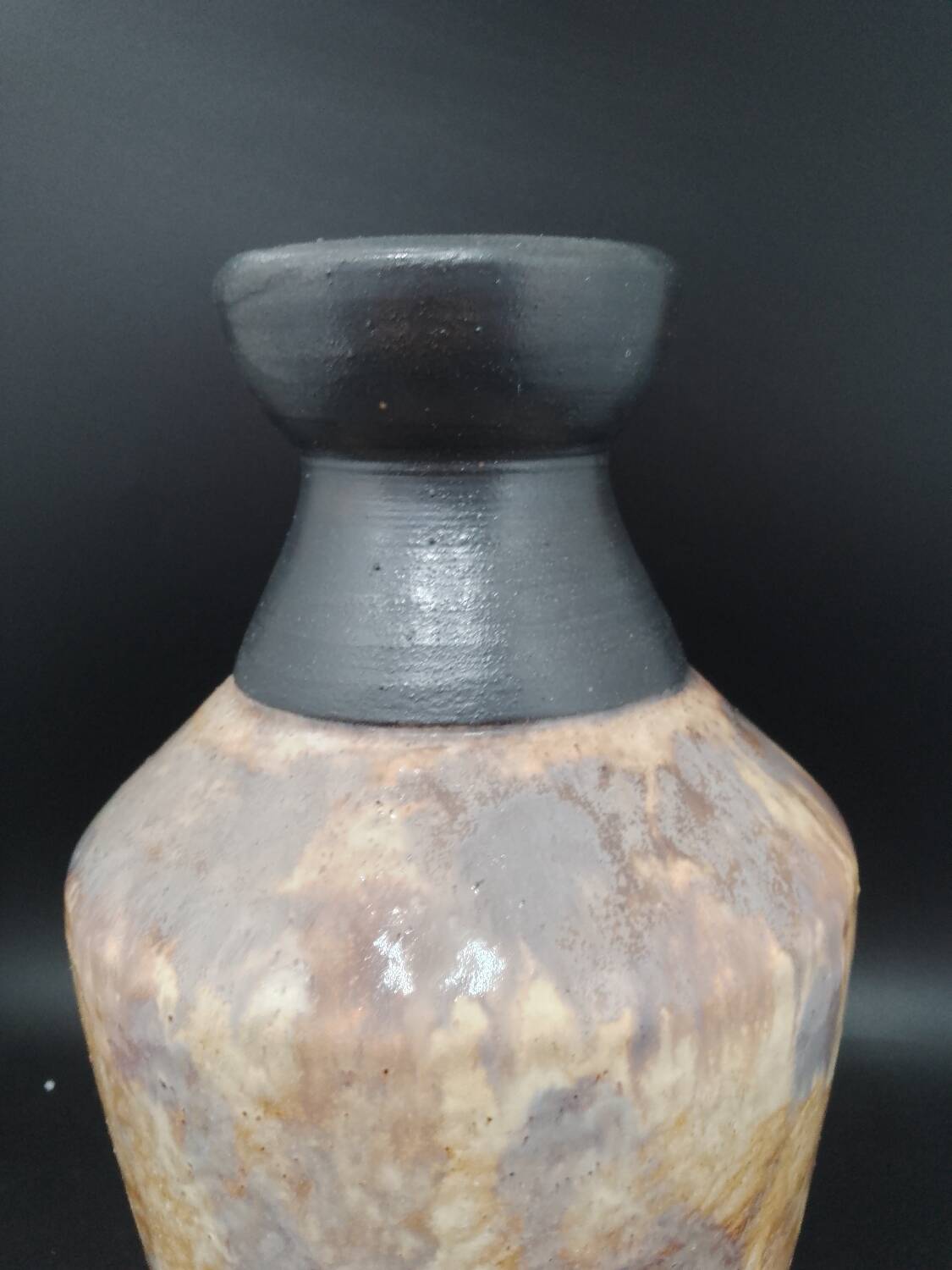 Large stoneware vase from Bouffioulx signed Losson, Hand-turned 1960
