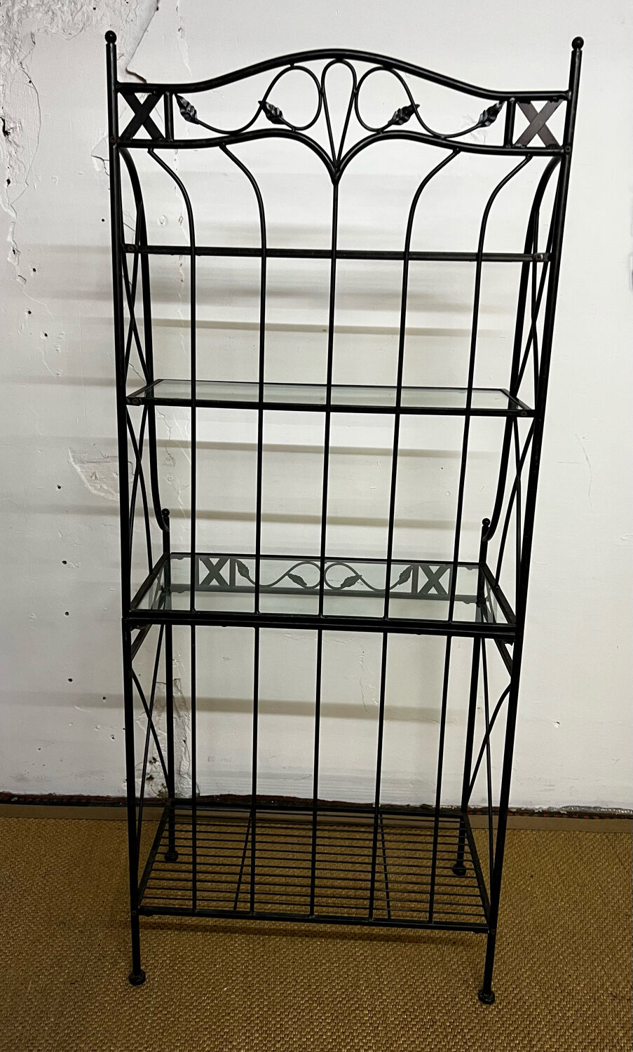 Antique wrought iron shelf