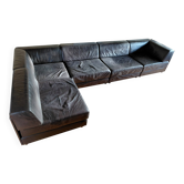 Modular sofa De Sede DS76 in black leather (5 modules)