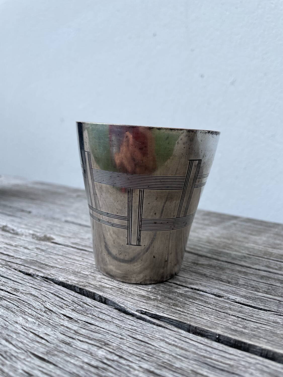 Timbale verre argenté art déco