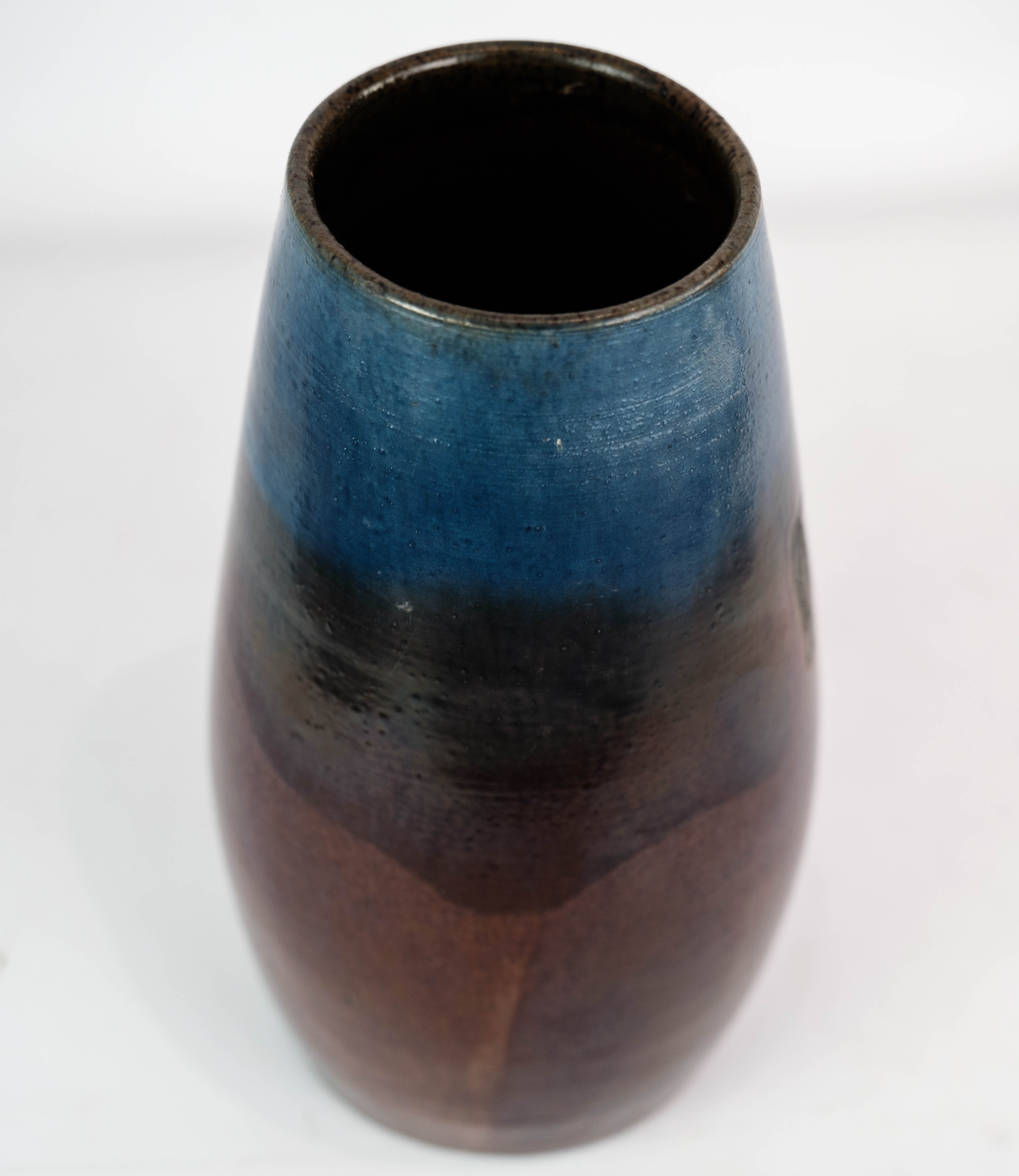 Ceramic vase with blue and brown glaze by an unknown Danish artist
