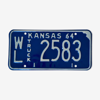 Plaque ancienne d’immatriculation de camion américaine Kansas 1964