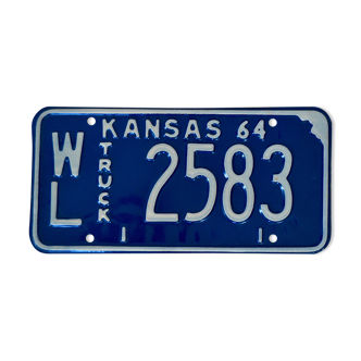 Old truck license plate American Kansas 1964