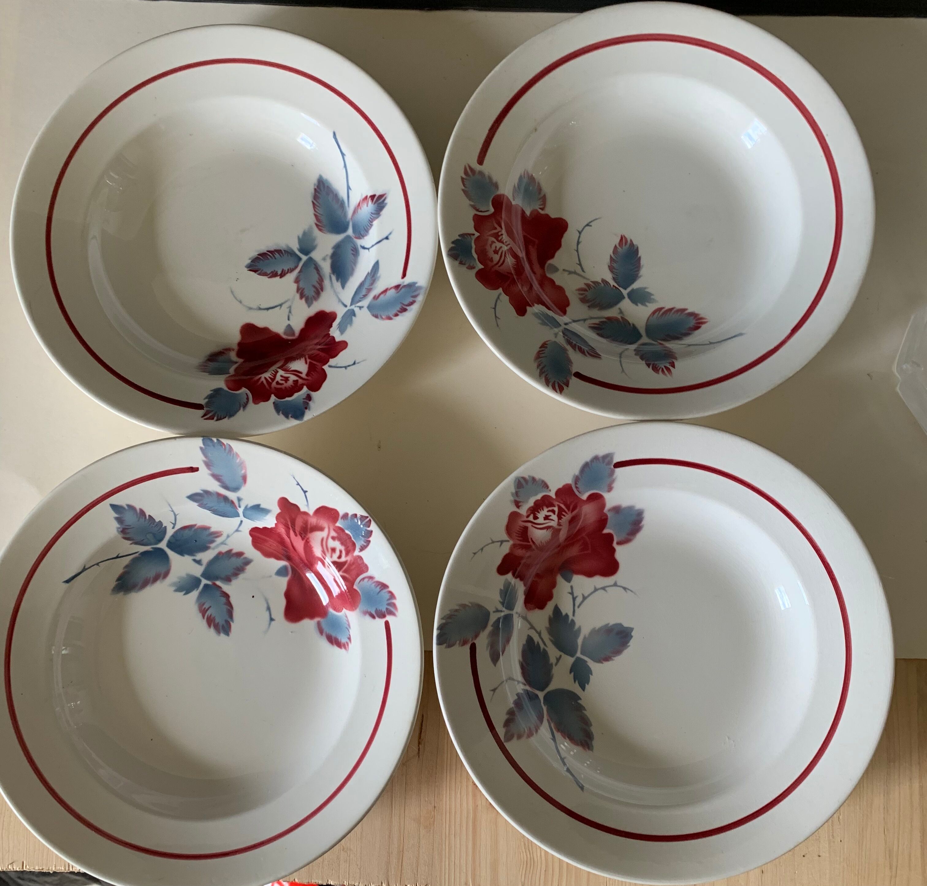 4 Digoin earthenware plates