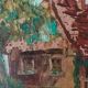 Old impressionist painting, country house, signed / late 19th century