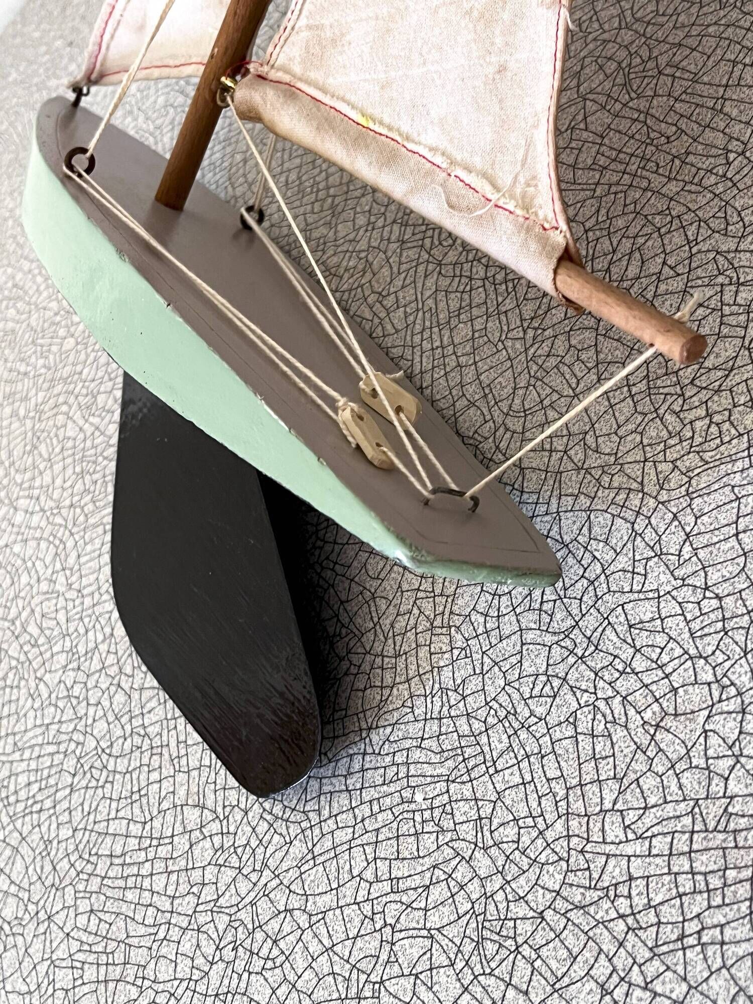 Wooden pond sailboat, metal keel, vintage toy