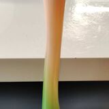 Vase à collerette en verre d"art soufflé vert et orange