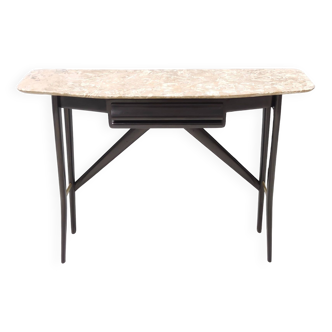 Vintage Ebonized Beech Console Table with a Lumachella Marble Top, Italy