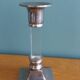 Silver-plated metal candlestick and lucite plexiglass