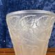 Superb Art Nouveau vase in frosted molded pressed glass with foliage decorations