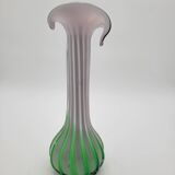 Murano glass vase "Jack in the Pulpit" green and purple