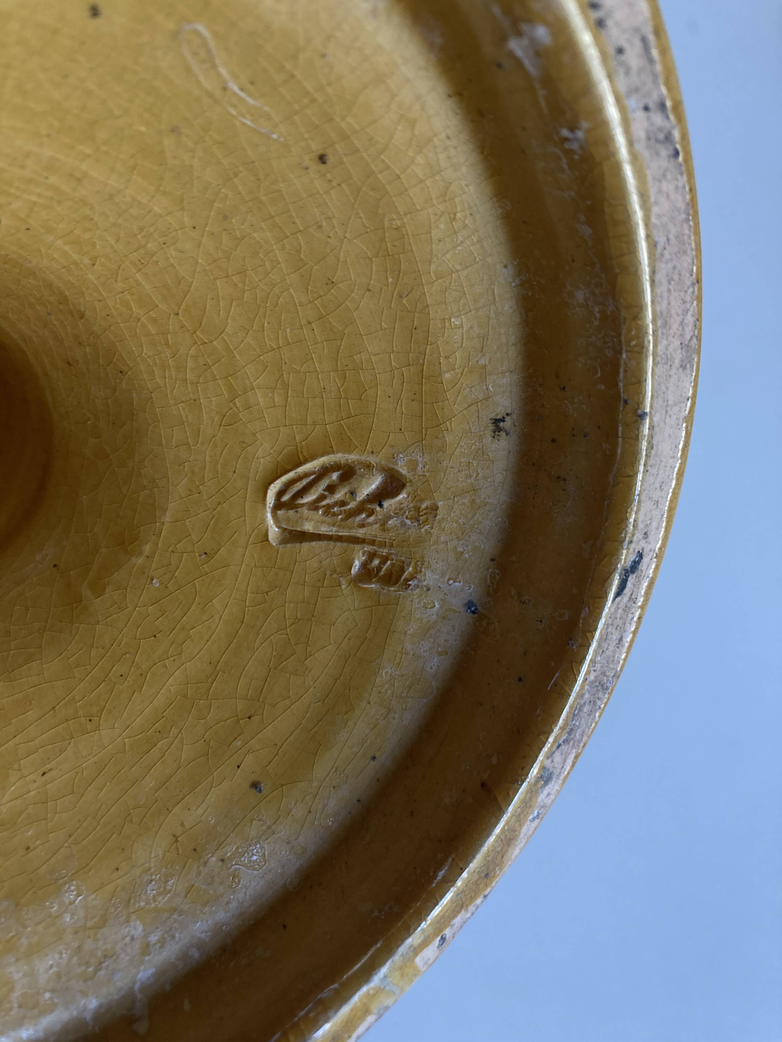 Paire de bougeoirs en terre vernissée Pichon Uzès 1960