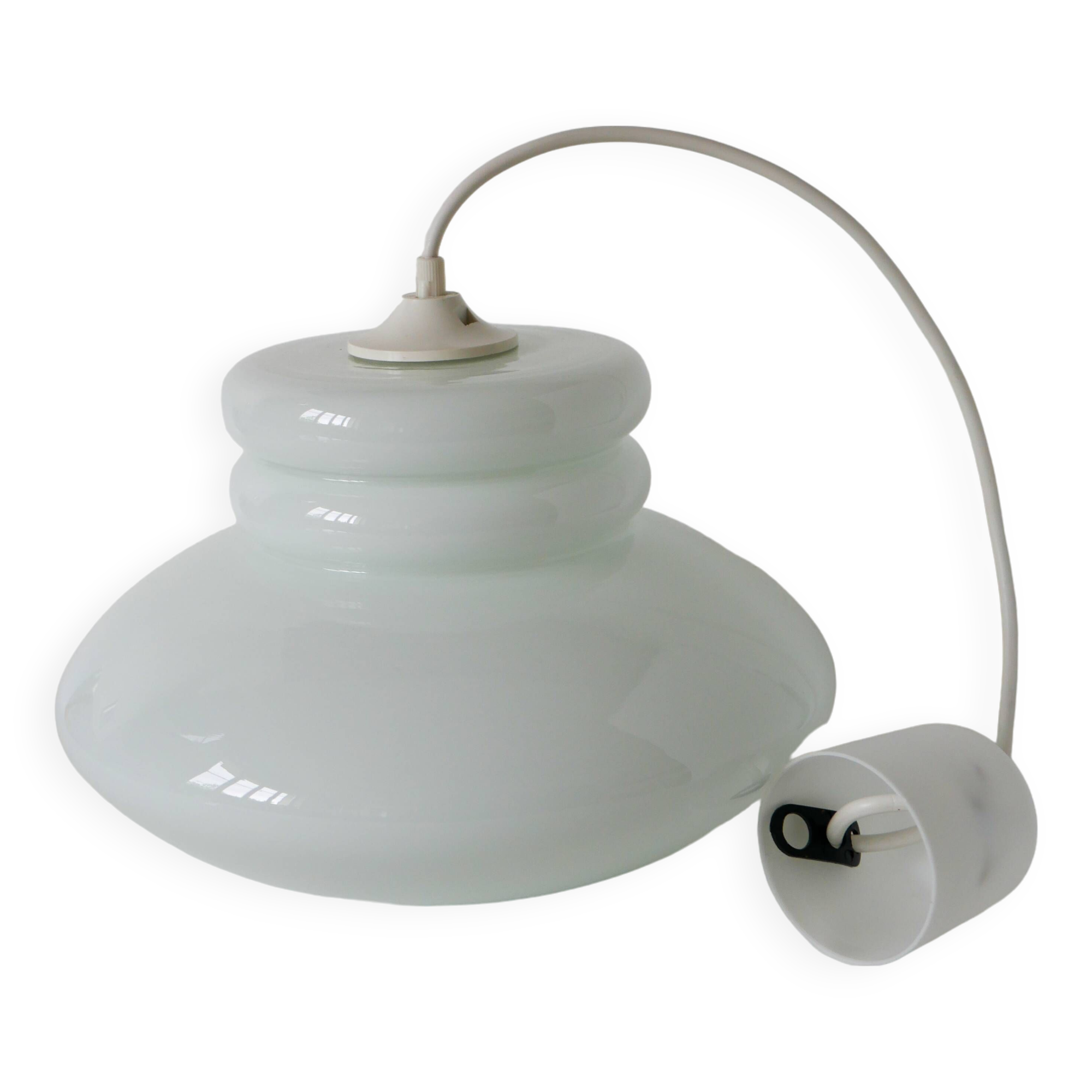White opaline pendant light, Design, 1970