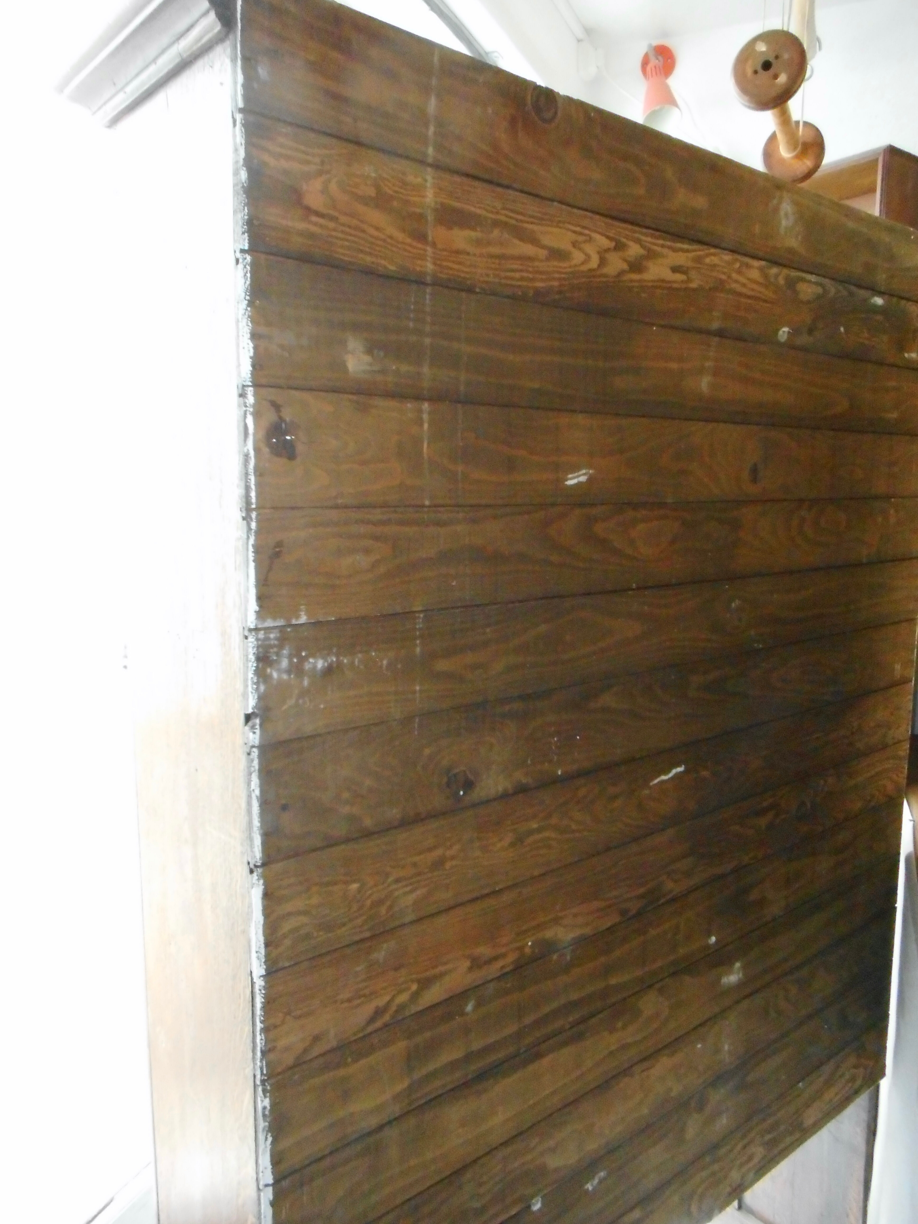 Rustic wooden shelf with three trays