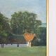 Huile sur toile originale suédoise – « Paysage avec ferme » par H. Engkvist – datée de 1983 – vintage et encadrée – 41 × 50 cm (16,1" × 19,7")