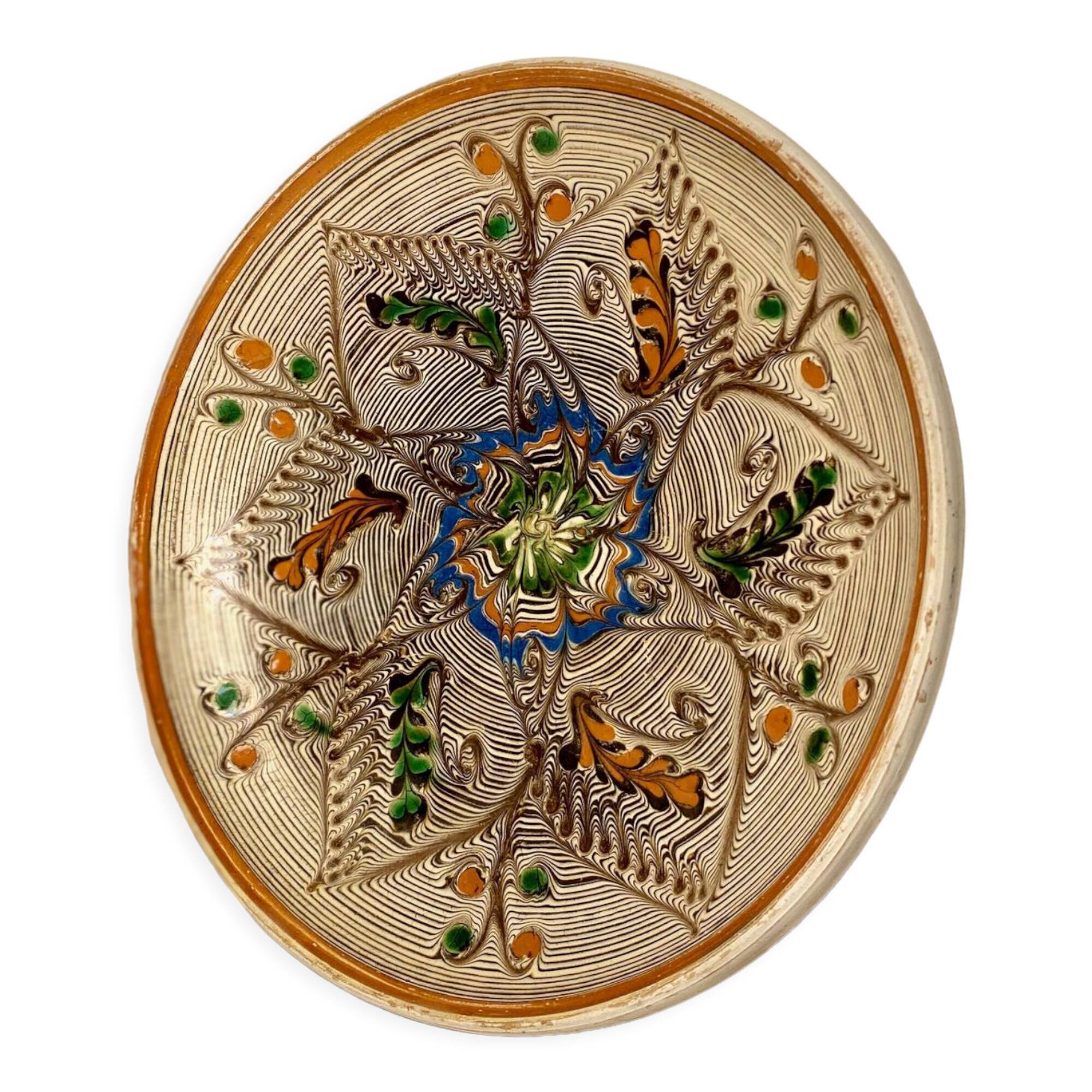 Traditional Romanian Horezu Bascu Mihai ceramic plate