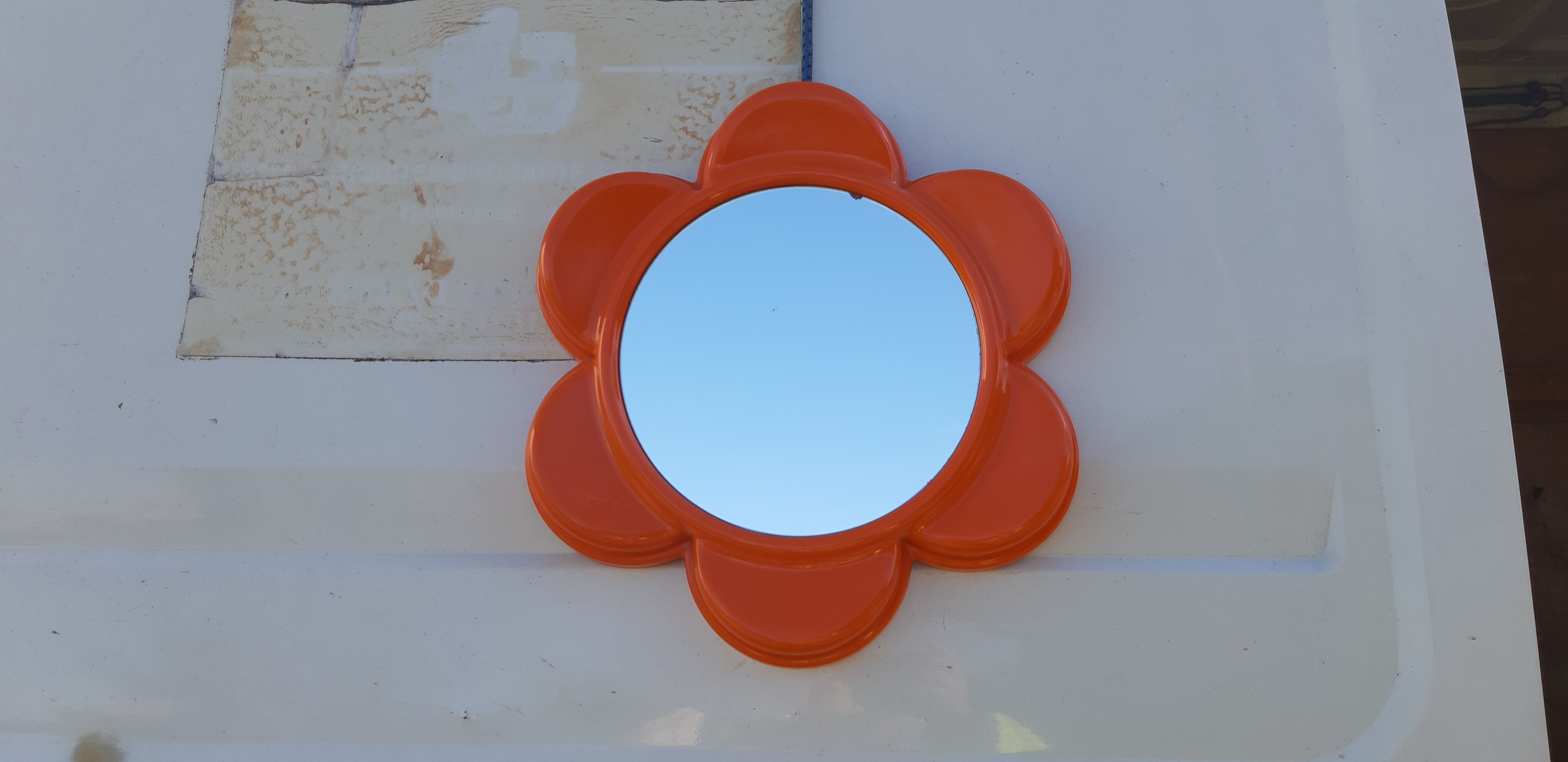 Vintage mirror from the 70s orange plastic flower
