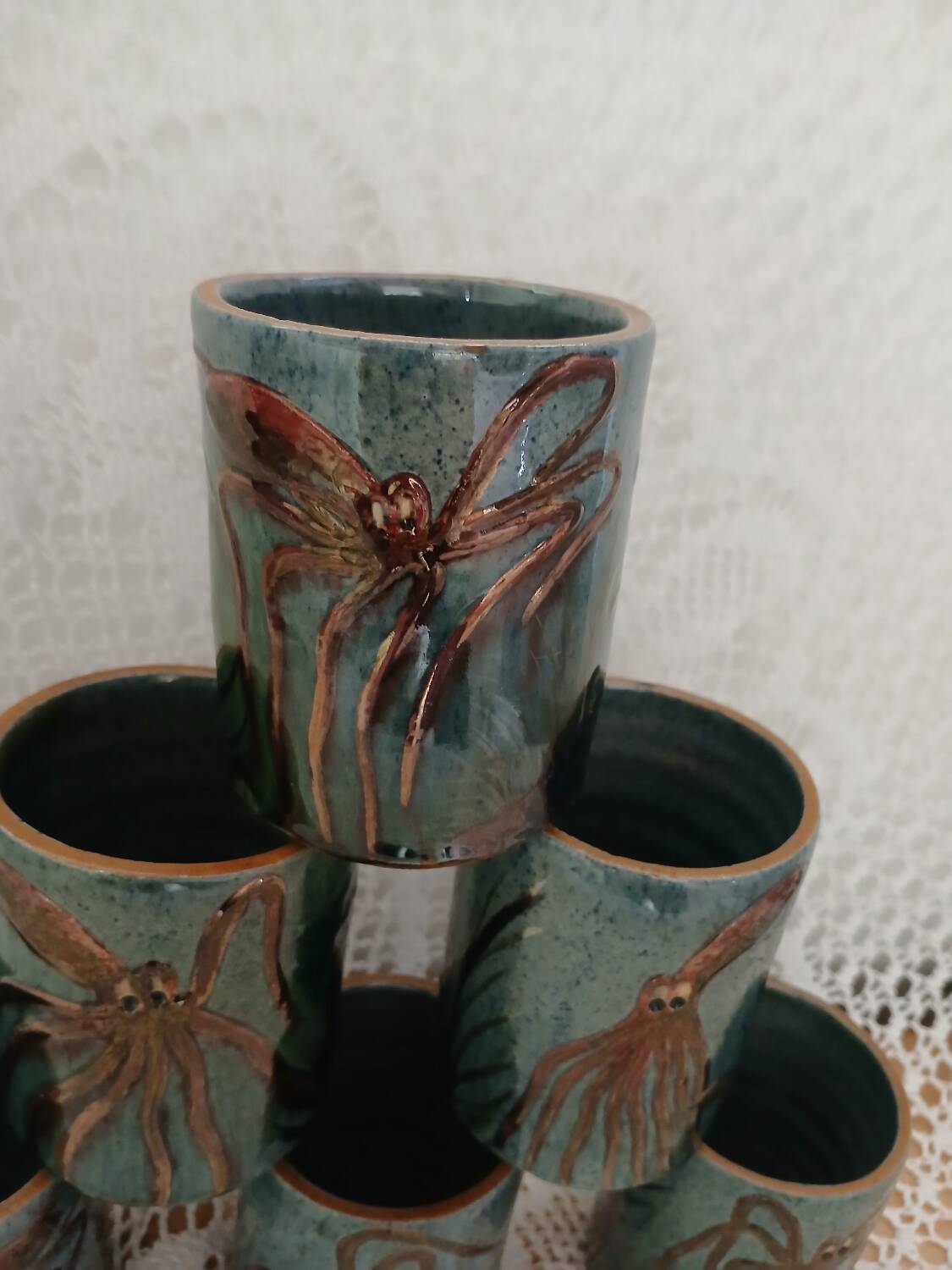 6 vintage handmade cups/mugs