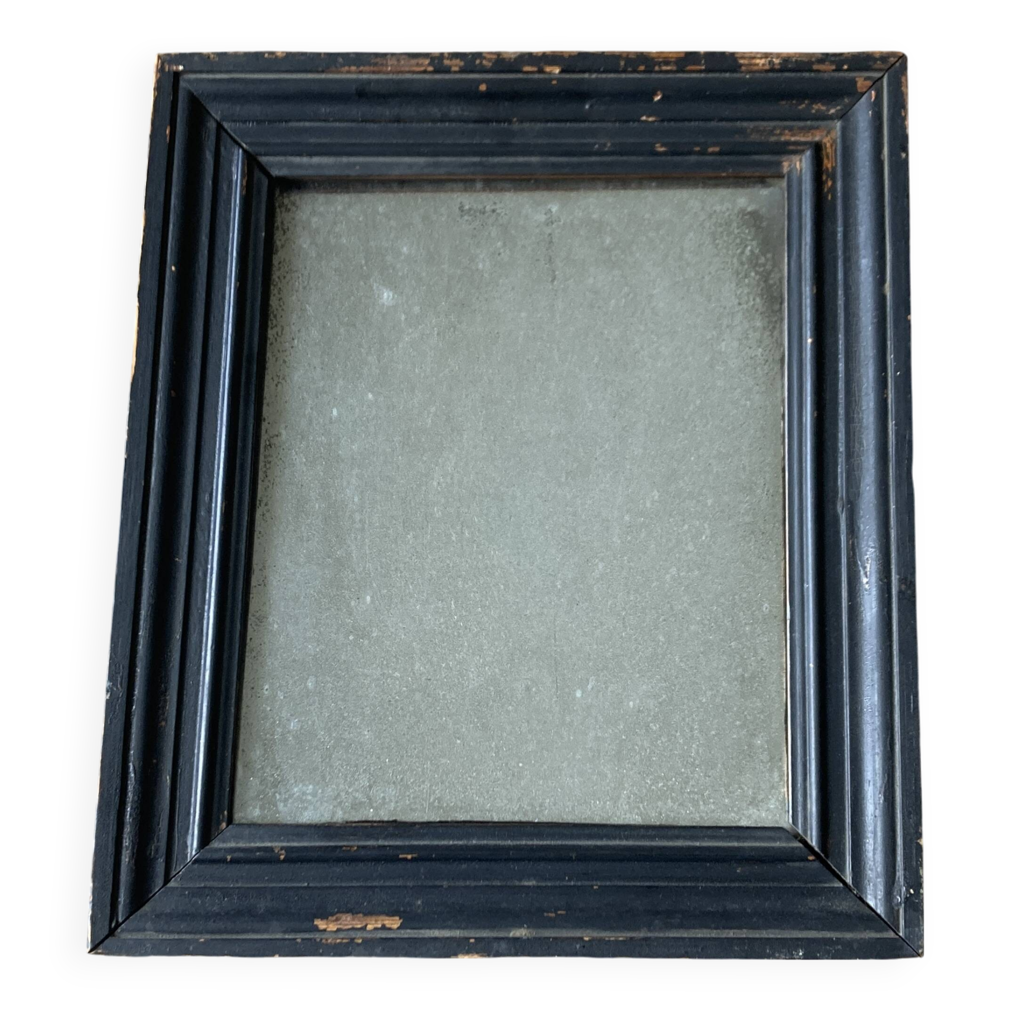 19th century blackened mirror with pitted glass 34cm x 40cm