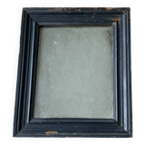 19th century blackened mirror with pitted glass 34cm x 40cm