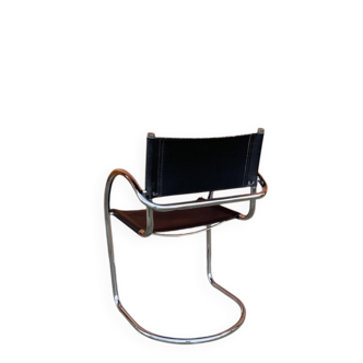 Set of 2 black chrome Bauhaus chairs in tubular steel - Italian design from the 1970s.