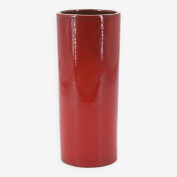 Vase rouleau rouge en céramique, années 70