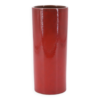 Vase rouleau rouge en céramique, années 70