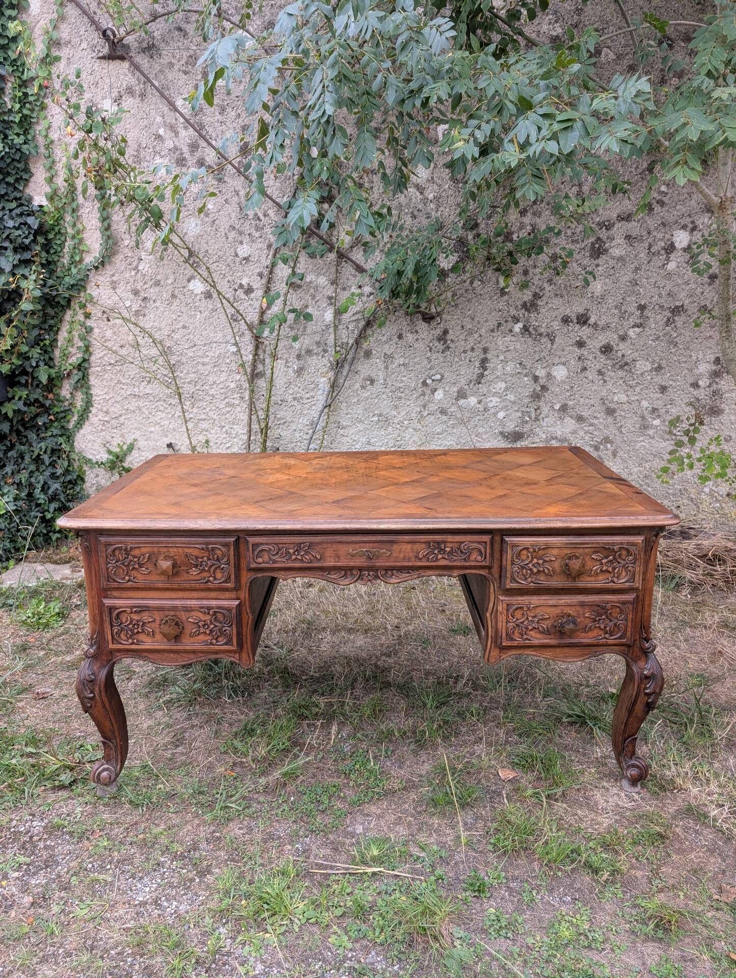 Minister's desk carved wooden cottage