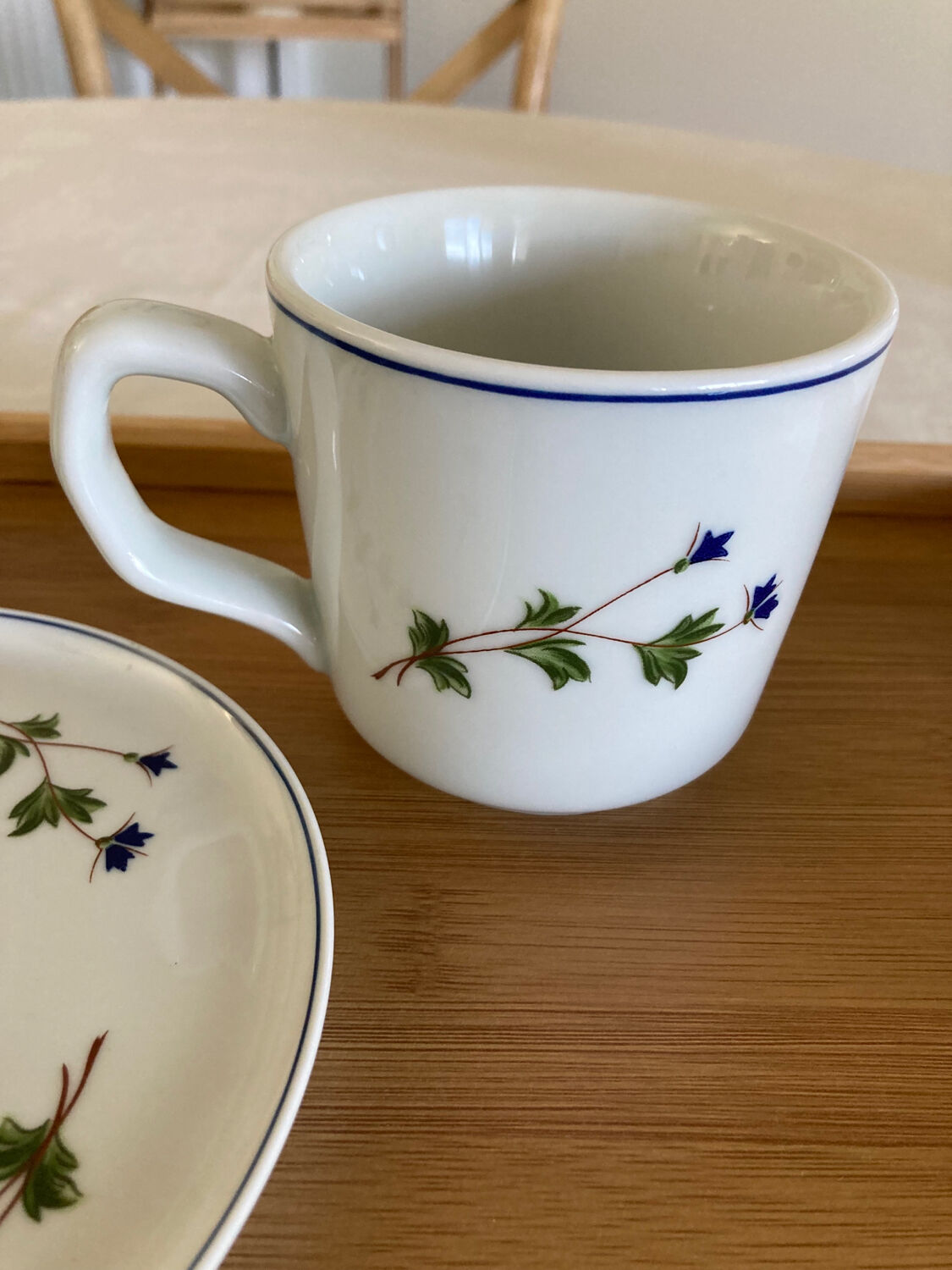 Tasse Bleuets tisanière / théïère Pillivuyt complète décor Barbeau