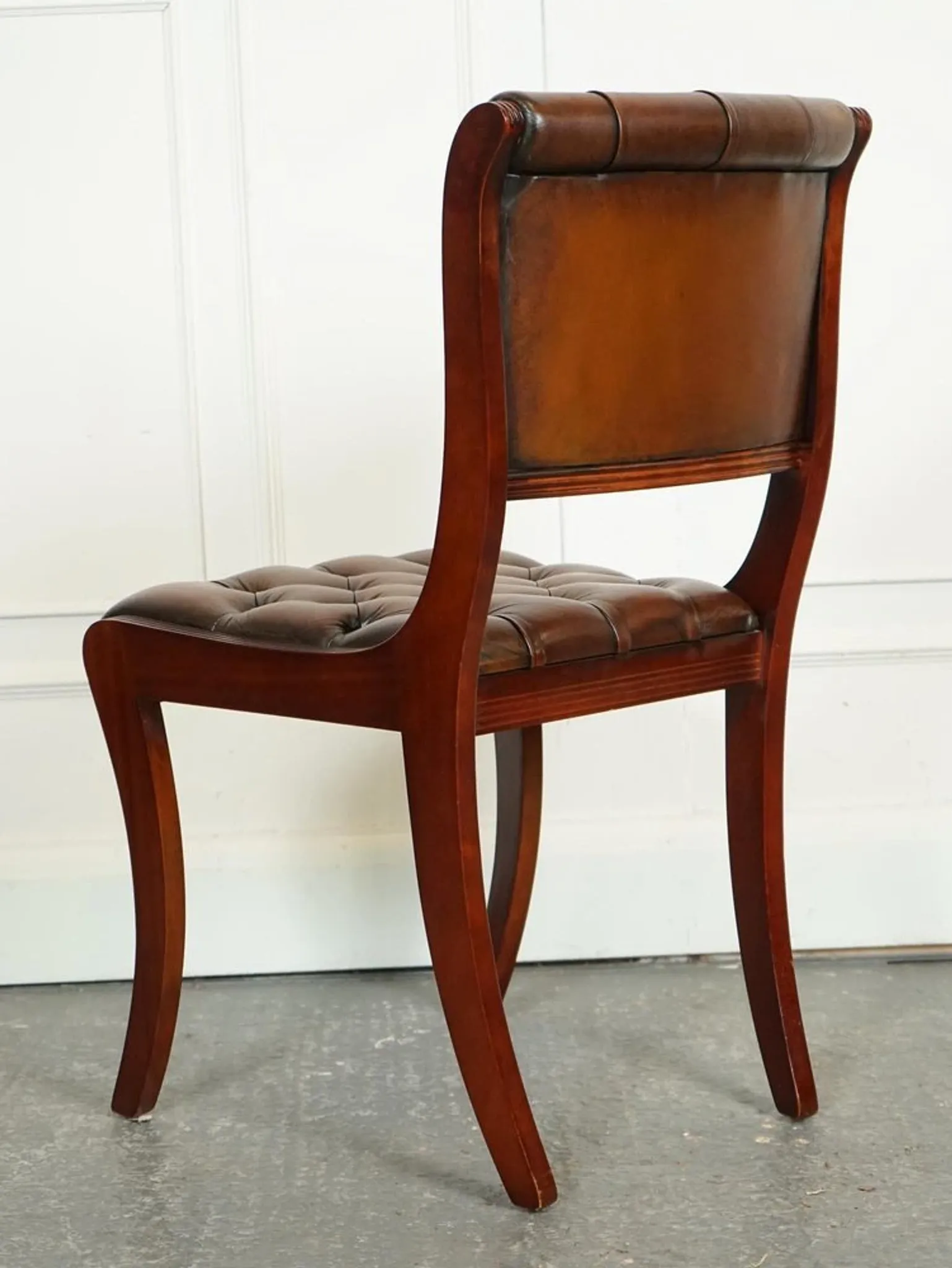 Chesterfield Leather Dining Chairs, Set of 6