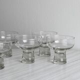 5 verres sur pied en verre épais