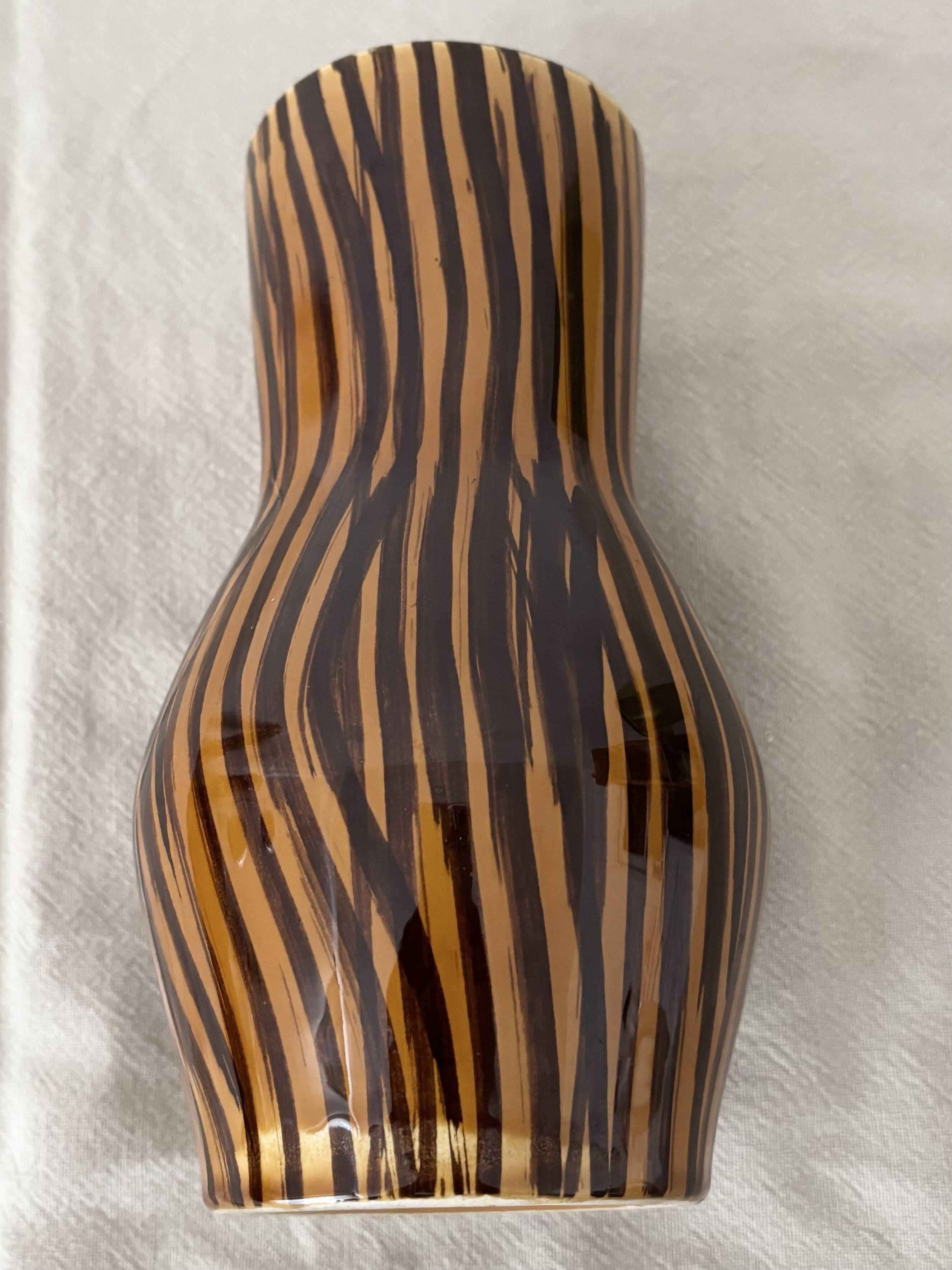 Vintage hand painted striped vase