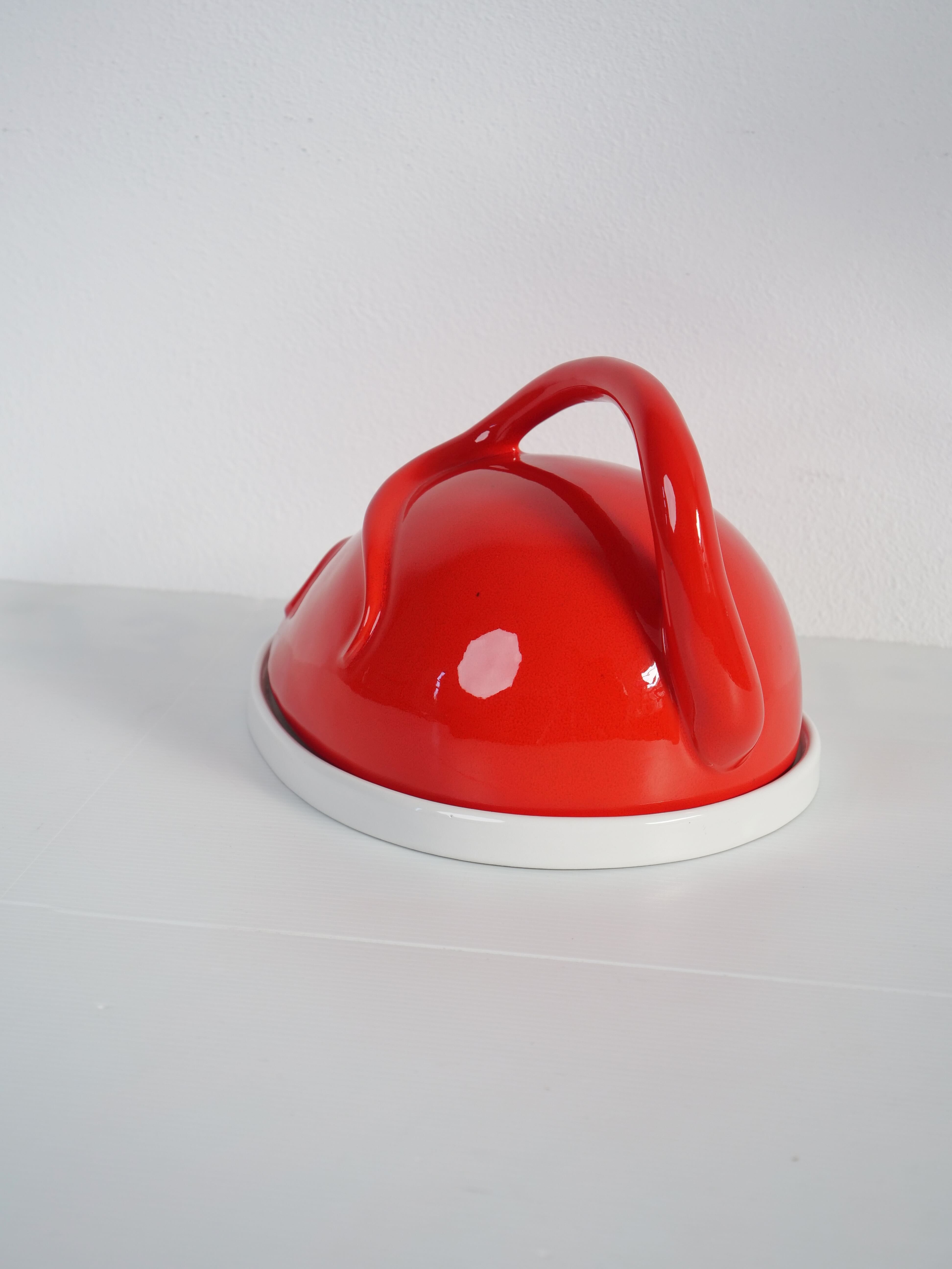 Cheese bell mouse red ceramic design vintage Italy