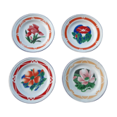 Lot de 4 assiettes plates tôle émaillée
