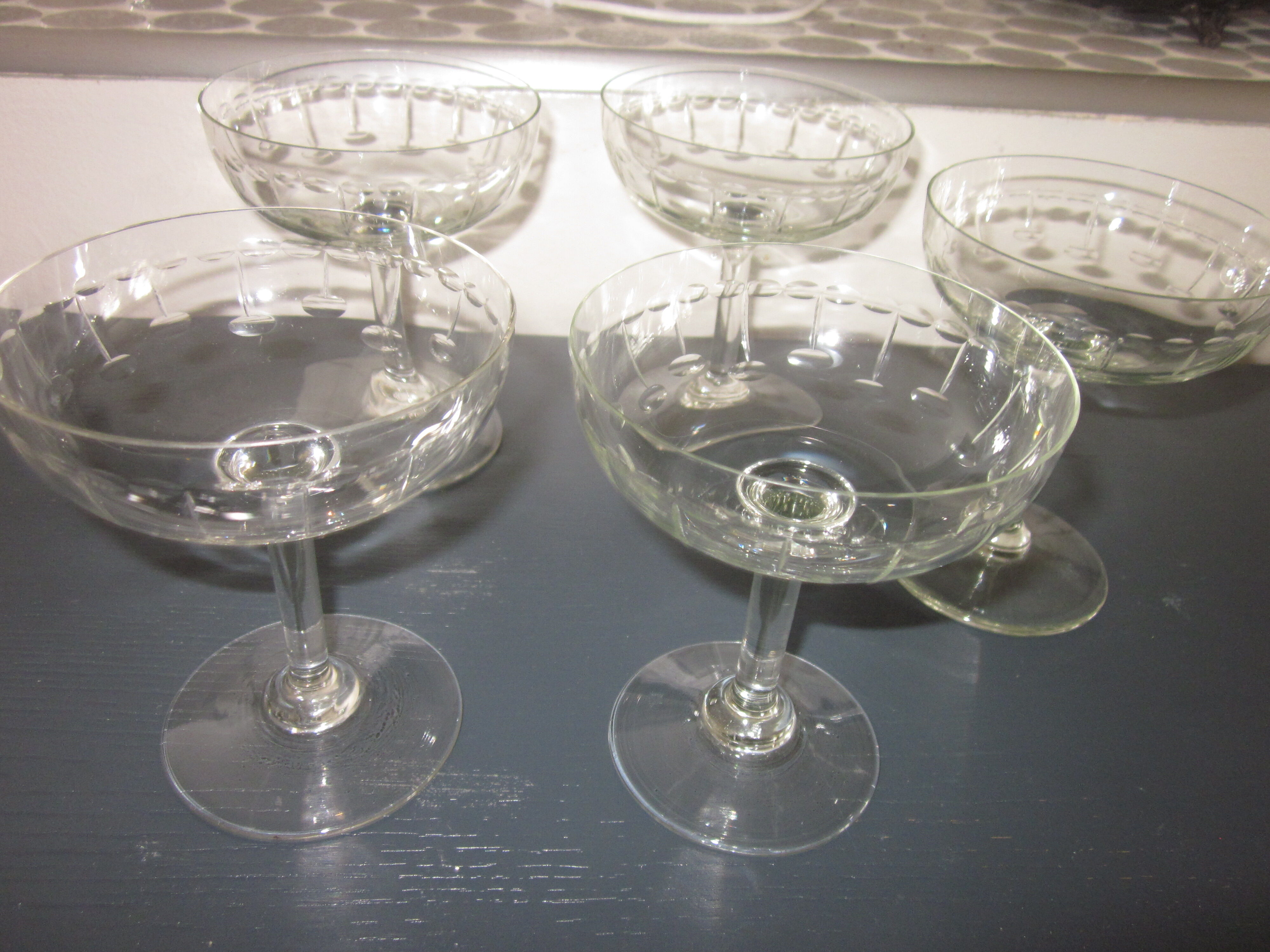 5 antique champagne cups