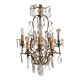 Neoclassical bronze chandelier with 8 lights, tassels and dagger