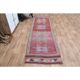 1970s Star Motif Vintage Turkish Oushak Wool Handmade Pink Runner 92x292