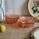 Set of 6 small scallops in vintage rosaline pink glass