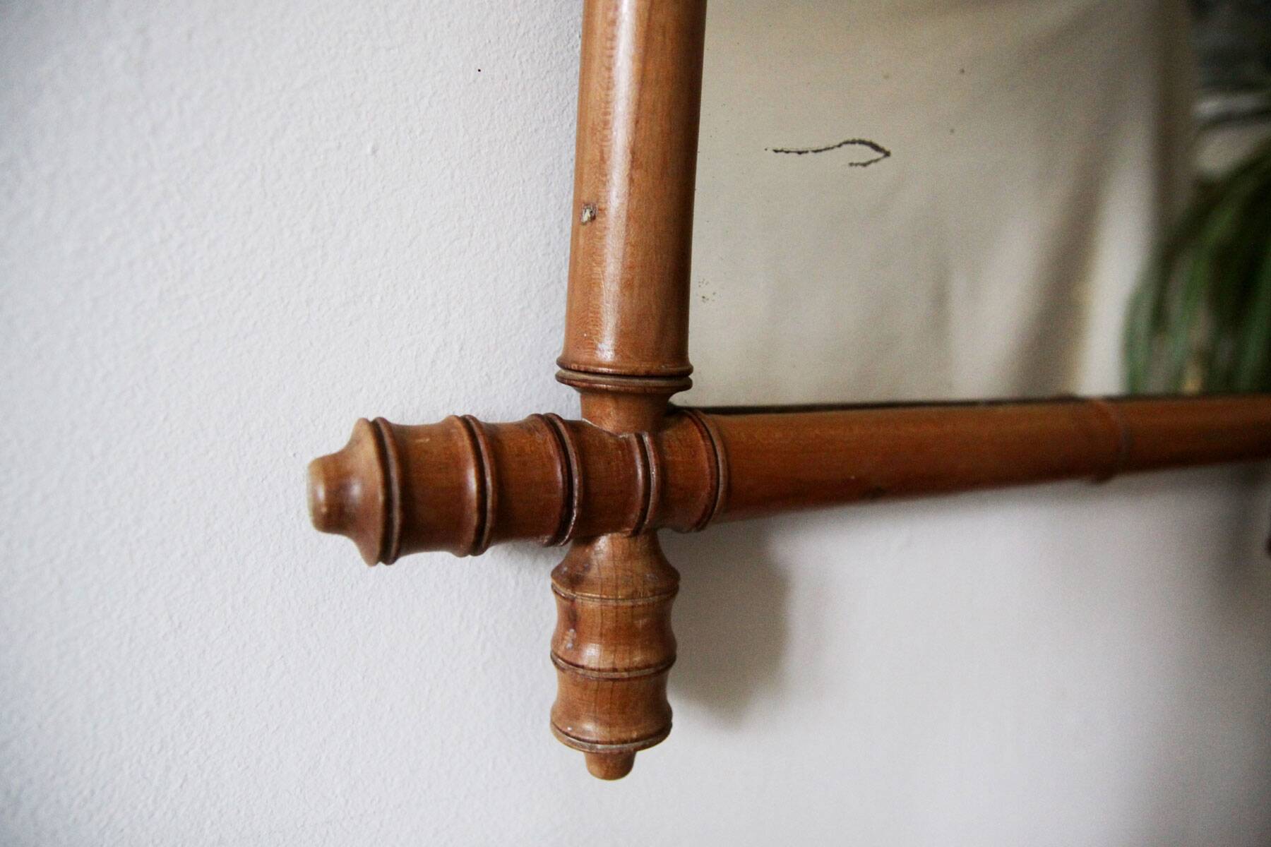 Bamboo effect wooden mirror