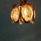 Vintage brass and crystal suspension Palwa, mid-century suspension.