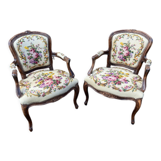 Paire de fauteuils louis xv