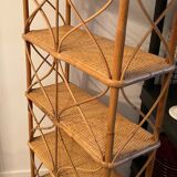 Vintage rattan and wicker shelf 70s