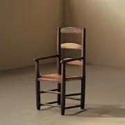 Fauteuil paysan en bois massif et paille, XIXᵉ siècle