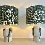 Set of 2 MCM table lamps: Unique recycled pieces made from vases by Ditmar Urbach Keramik – Czech Republic.