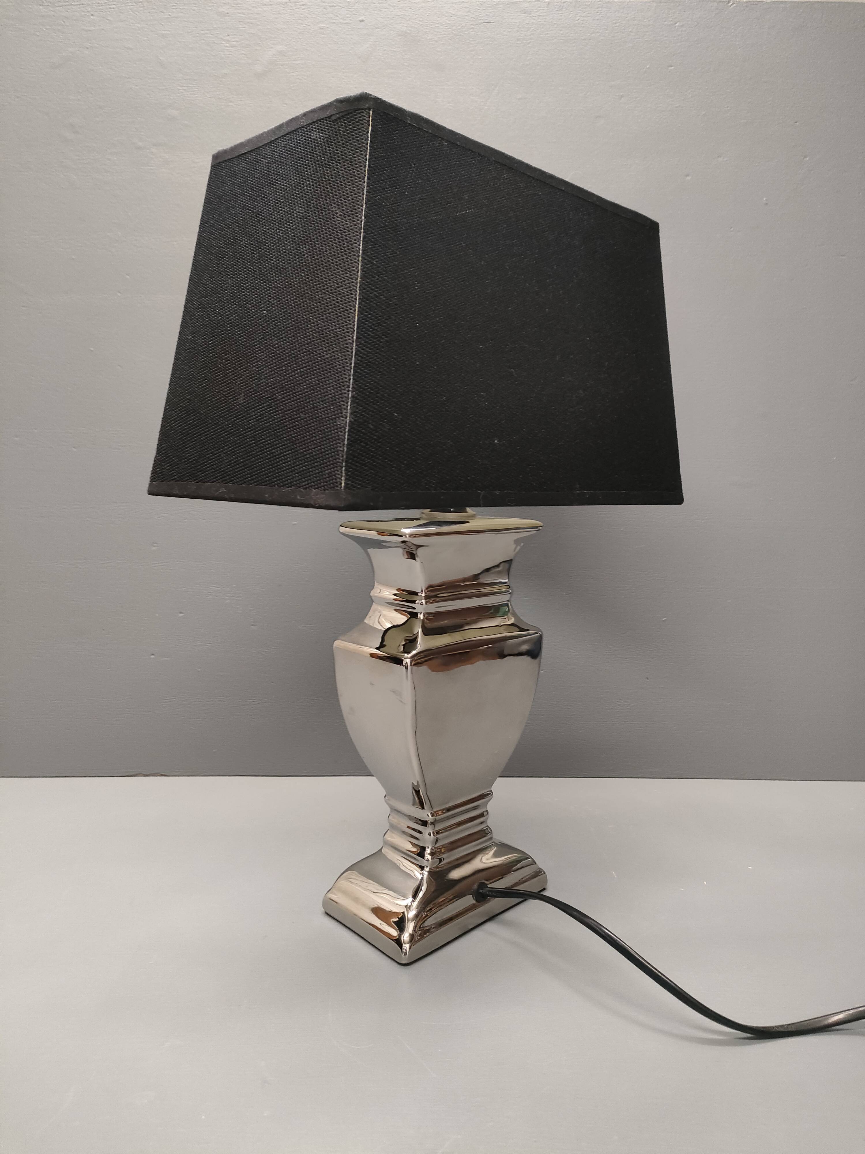 Druline ~ contemporary living room lamp ceramic silver black shade
