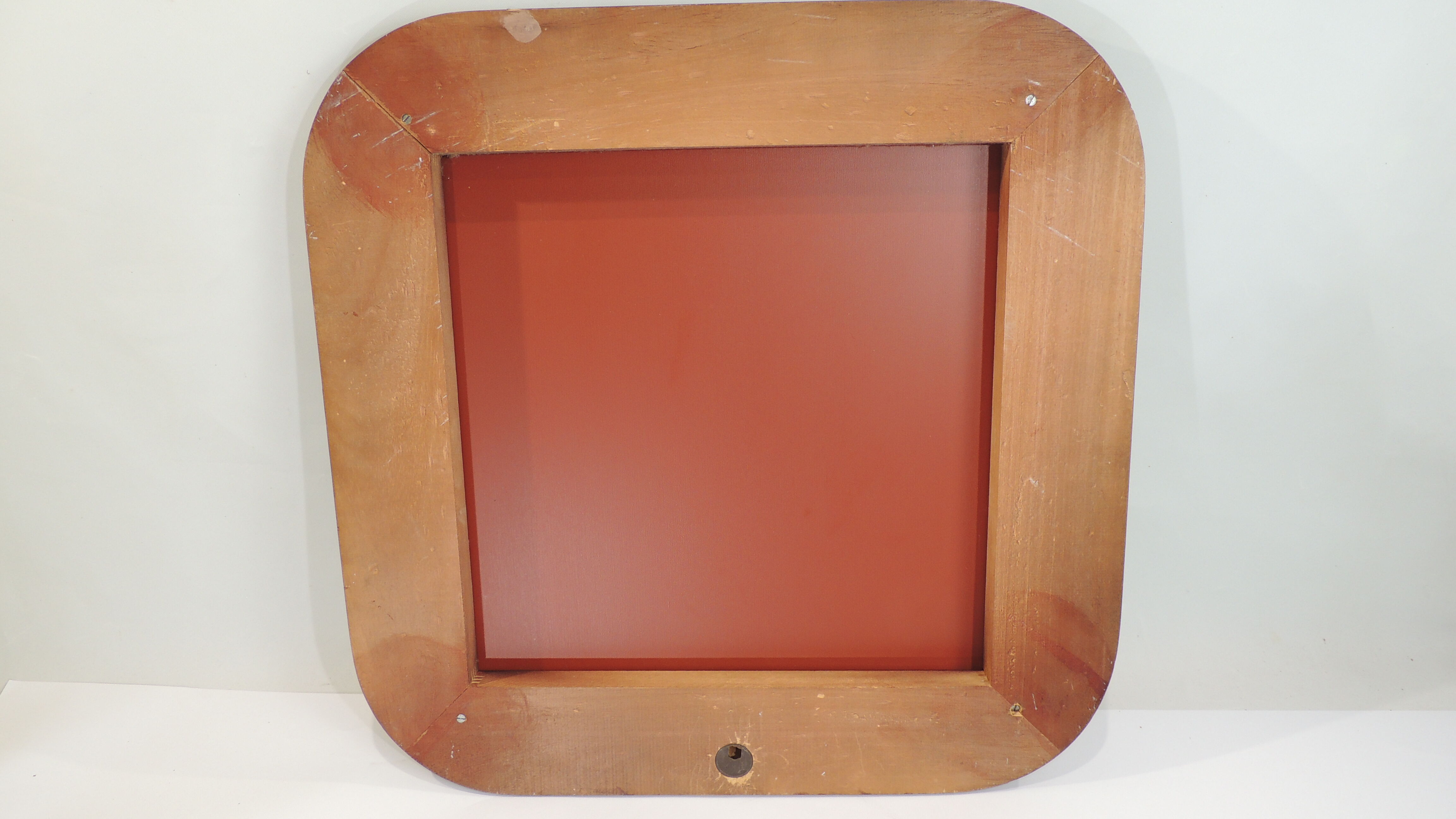 Square mirror mahogany and brass / vintage 60x60cm