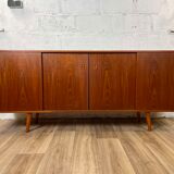 Scandinavian teak sideboard with 4 sliding doors, 60s