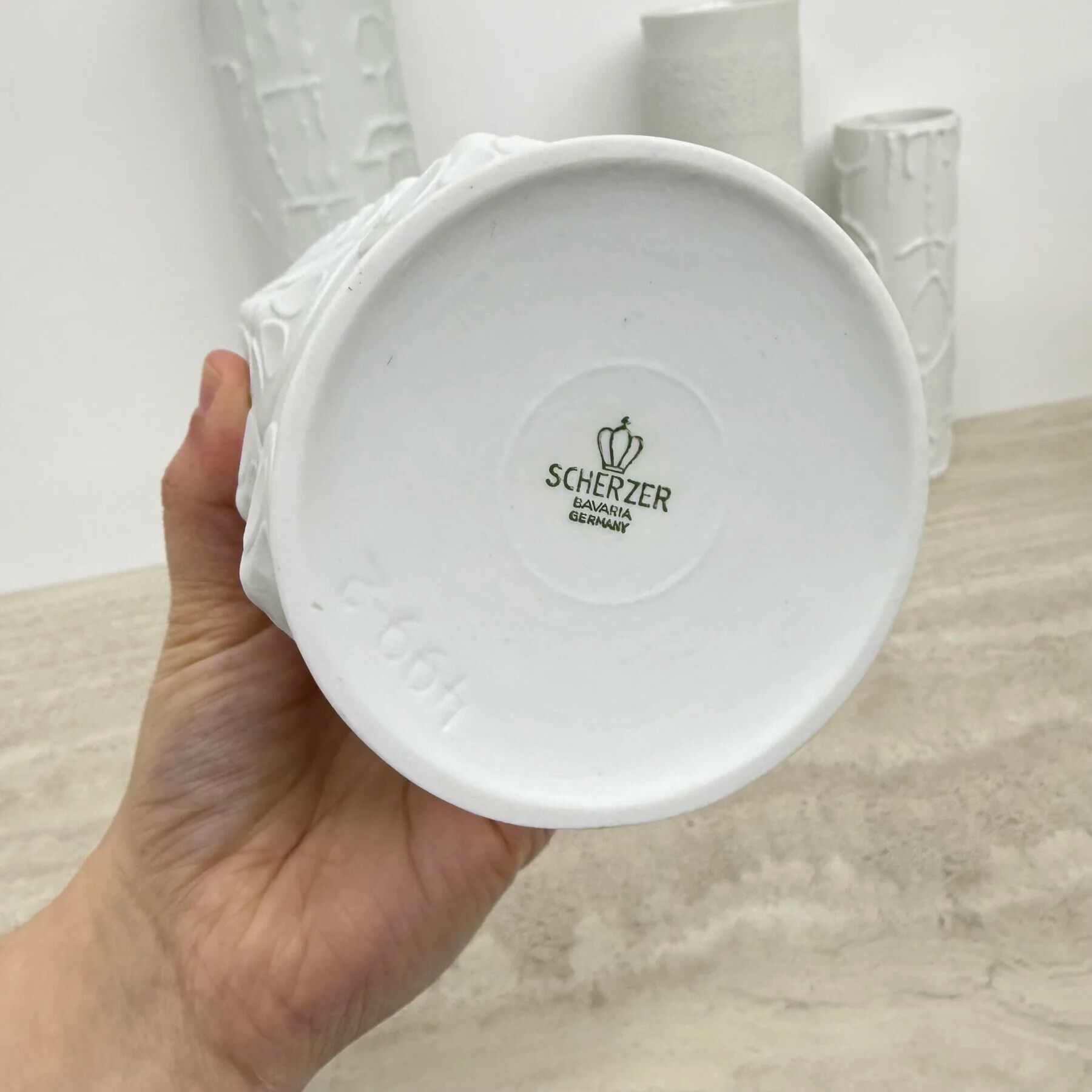 Set of 6 biscuit porcelain vases, 1970s