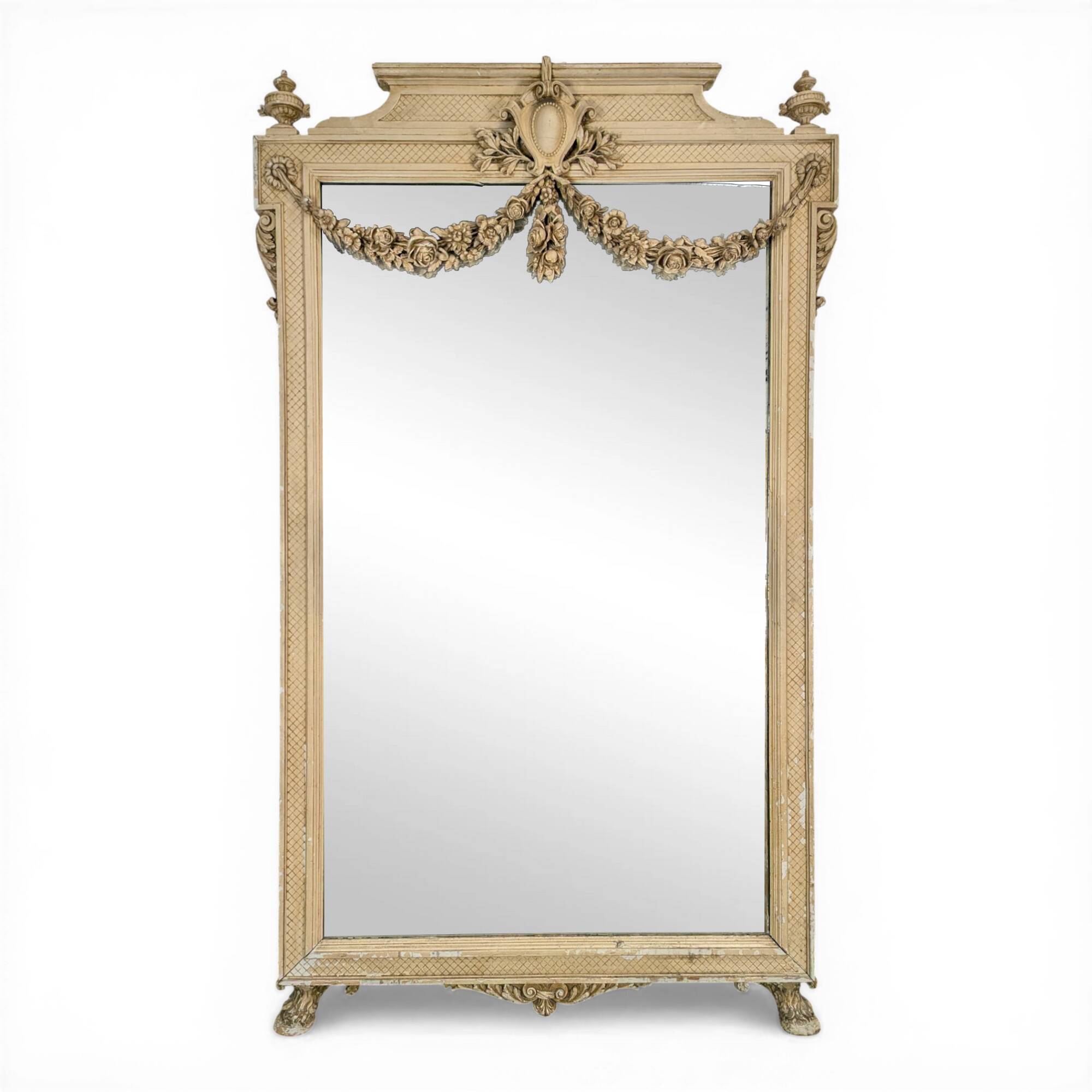 Miroir d'entrée de Château réchampi de style Louis XVI