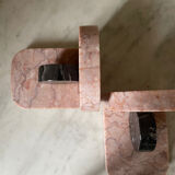 Paire de serre-livres livres en marbre rose et gris